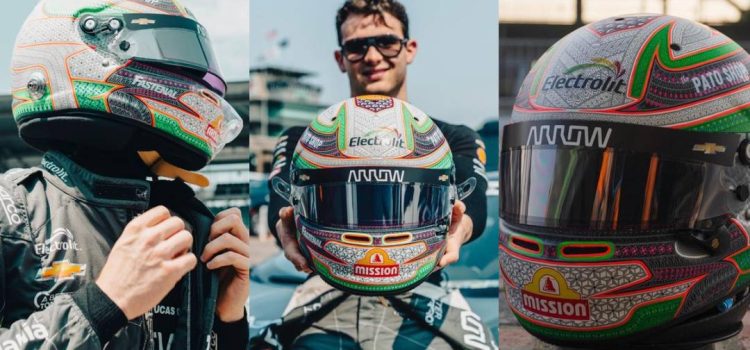 Con casco tuneado al estilo alebrije de Oaxaca, el piloto Patricio O’Ward correrá la Indy500