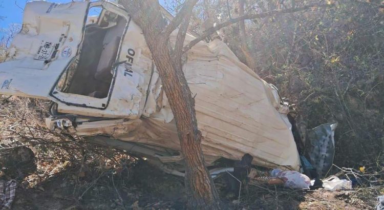 Mueren 4 en volcadura de camioneta de pasajeros en la Sierra Juárez de Oaxaca