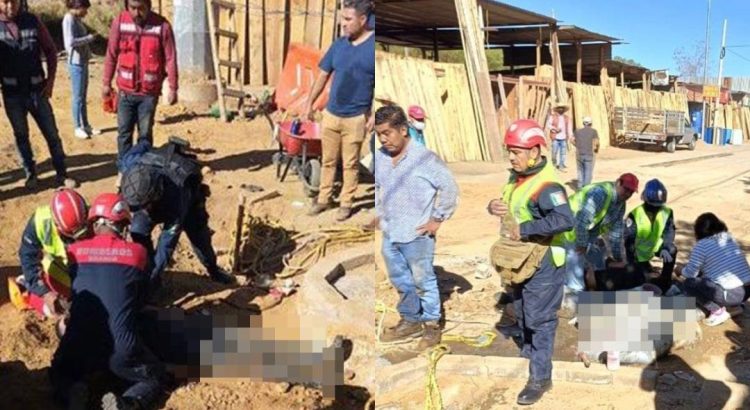 Caen dos trabajadores en pozo de 4.5 metros en Oaxaca