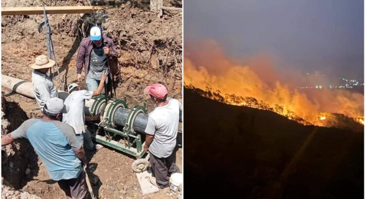 Incendio forestal alcanza tuberías de agua potable en Putla, Oaxaca; deja a la población sin suministro