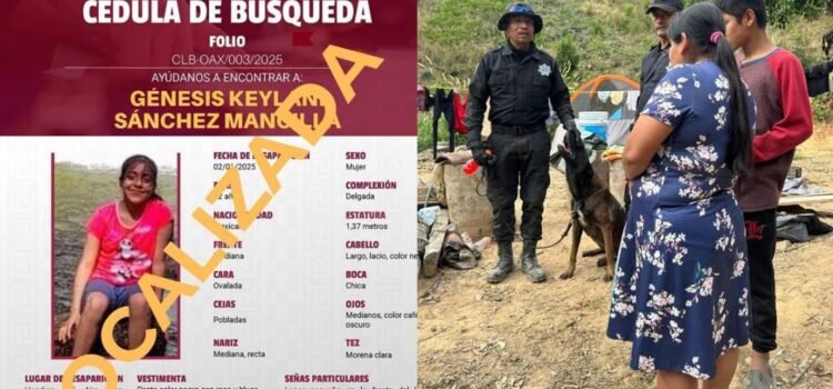Localizan con vida a Génesis Keylani, niña de 12 años que desapareció en la Sierra Sur de Oaxaca