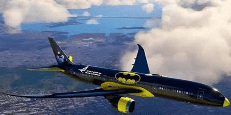 Presentan avión comercial con temática de Batman